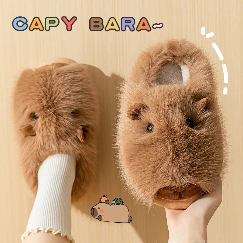 JINGEYU Fall And Winter Fashion Cute Pet Kapi Balaka Cartoon Home Plush Platform Warm Soft Sole Slip Resistant-5