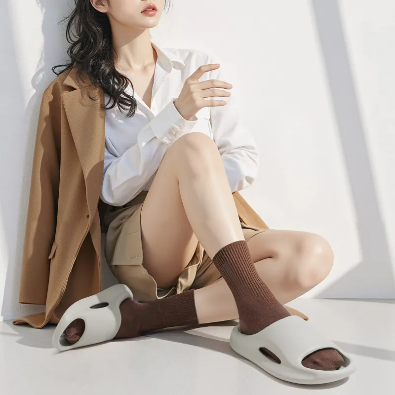JINGEYU Side Hole Slide Slipper With Squashy And Bouncy Feeling For Indoor Home Use, Thick Bottom Bathroom Slippers-5