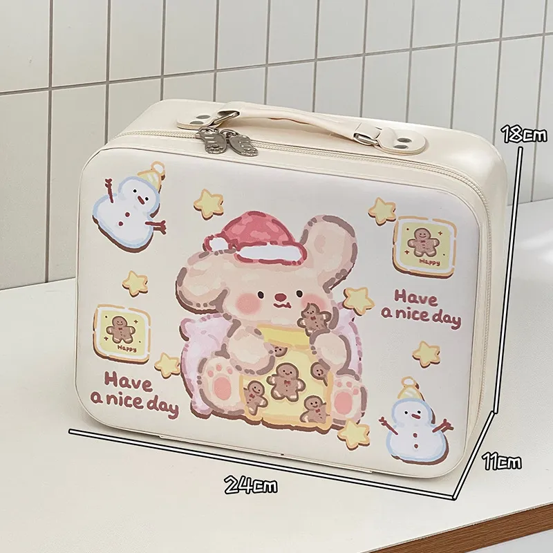 JINGEYU Portable Large Capacity Skin Care Product Storage Box With PU Leather Handle-4