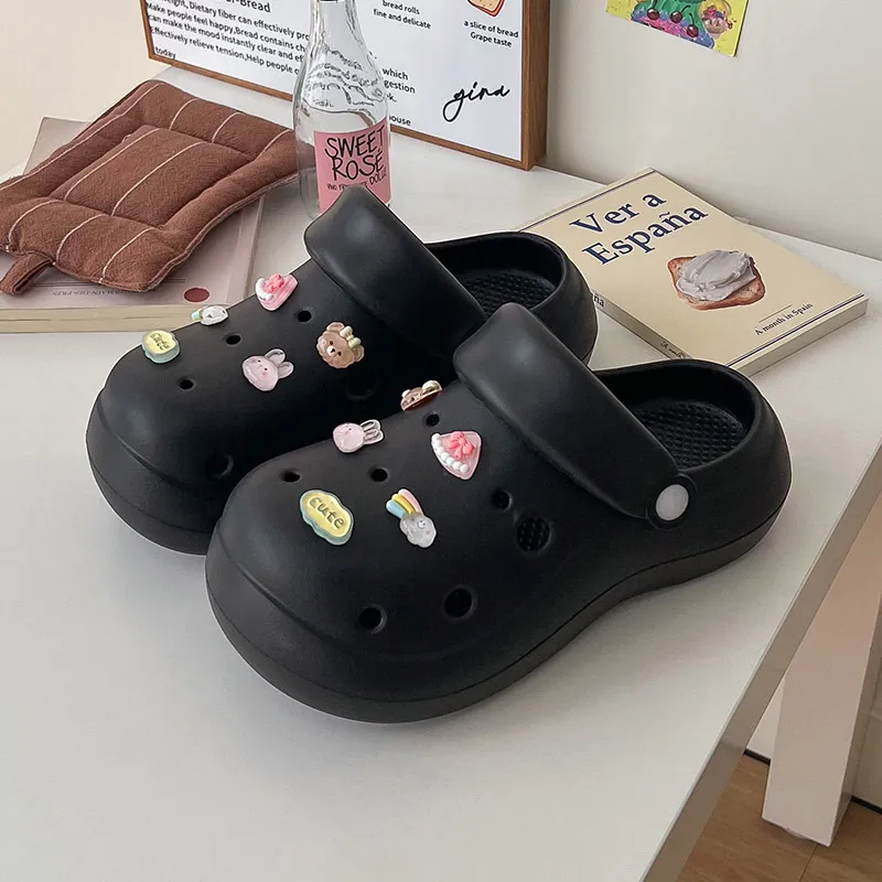 JINGEYU Spring Summer Girlish Minimalist Cute Versatile Women's Crystal Rabbit Shoe Flower DIY Slippers-1
