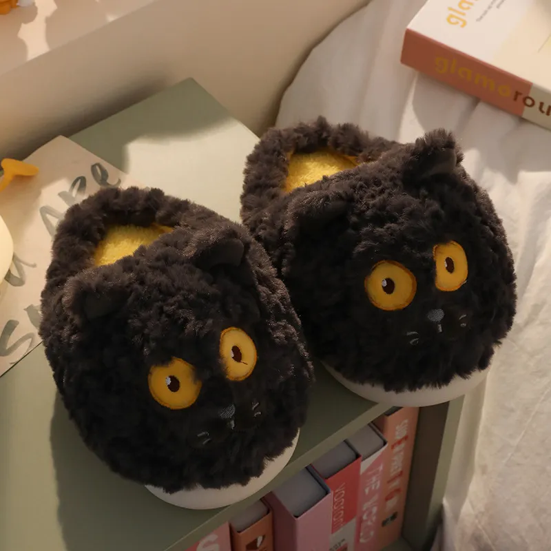 JINGEYU Winter Cartoon Insulated Cotton Slippers Indoor Home Cute Students Warm Velvet Slippers-1