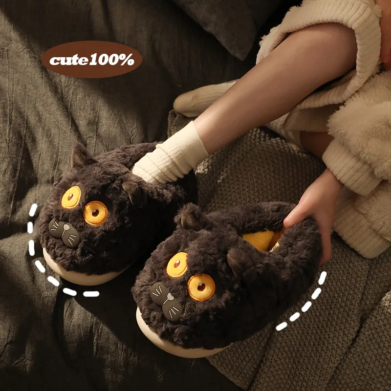 JINGEYU Winter Cartoon Insulated Cotton Slippers Indoor Home Cute Students Warm Velvet Slippers-4