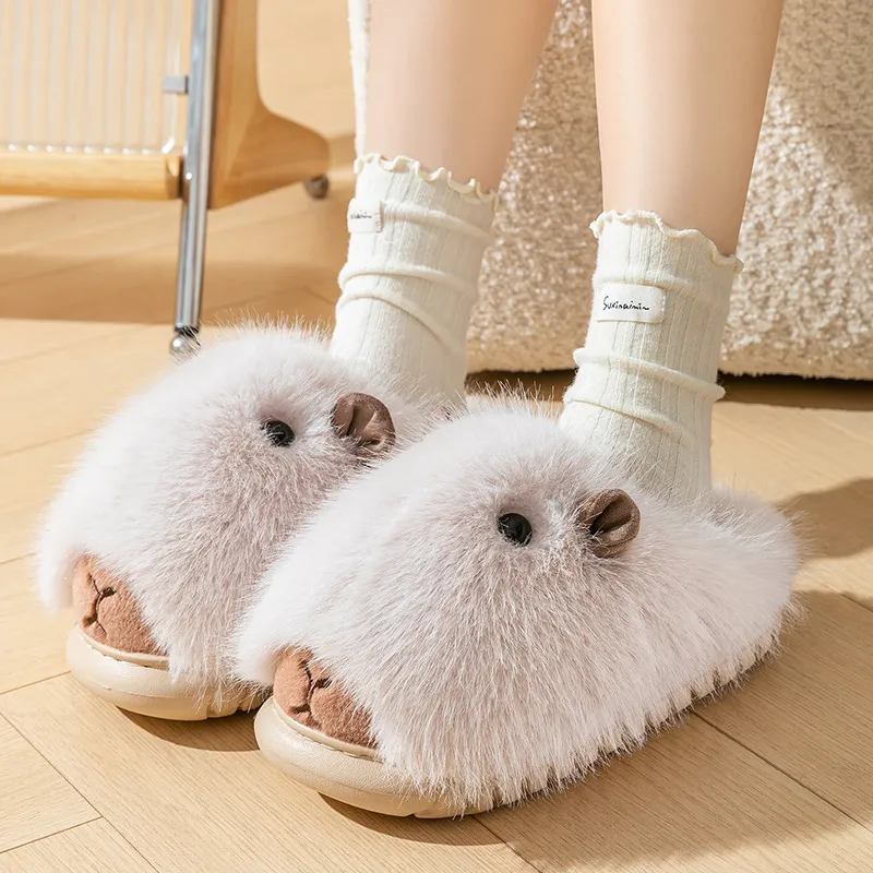 JINGEYU Fall And Winter Fashion Cute Pet Kapi Balaka Cartoon Home Plush Platform Warm Soft Sole Slip Resistant-1