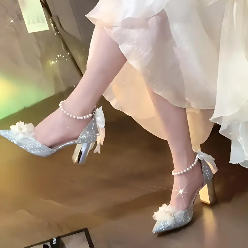 ROBINHOOD Chunky Heel High Heels For Women's Women's Silver-6