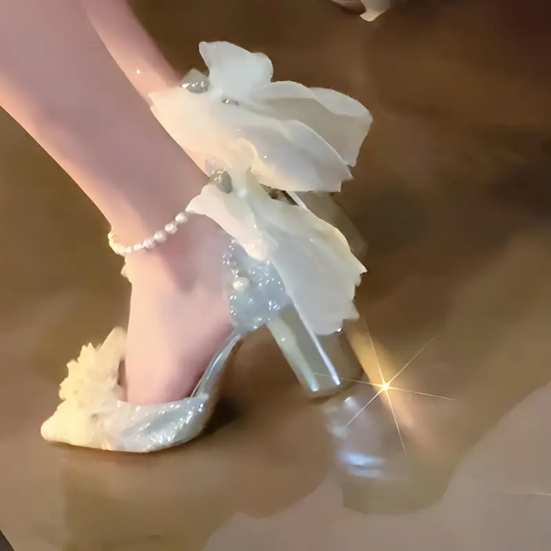 ROBINHOOD Chunky Heel High Heels For Women's Women's Silver-7