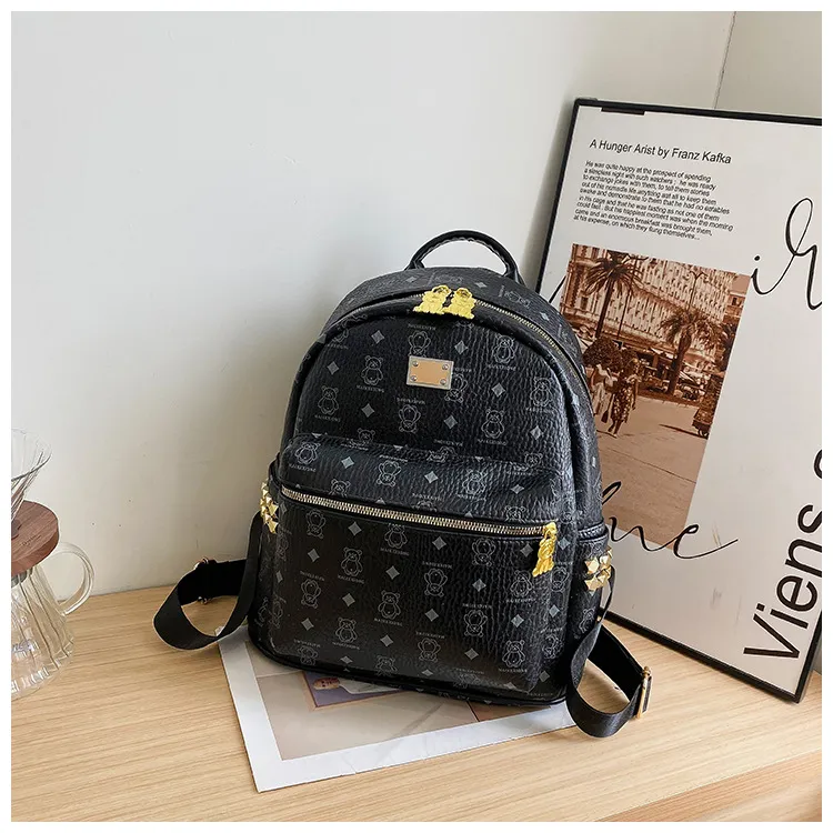 Yalu PU Backpack For High School And University Students Regular Women's Ecru/Pink/Black/Ginger Yellow-20