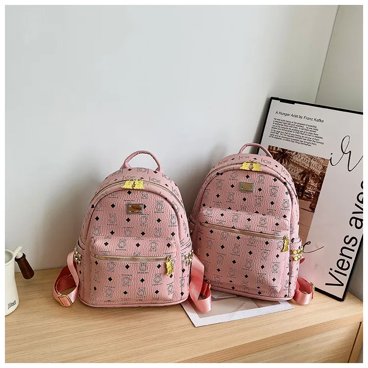 Yalu PU Backpack For High School And University Students Regular Women's Ecru/Pink/Black/Ginger Yellow-8