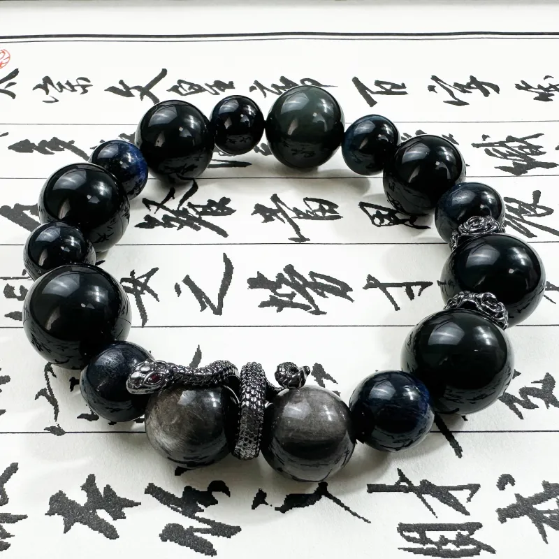 JIAOSHIYU Obsidian Bracelets Unisex-2