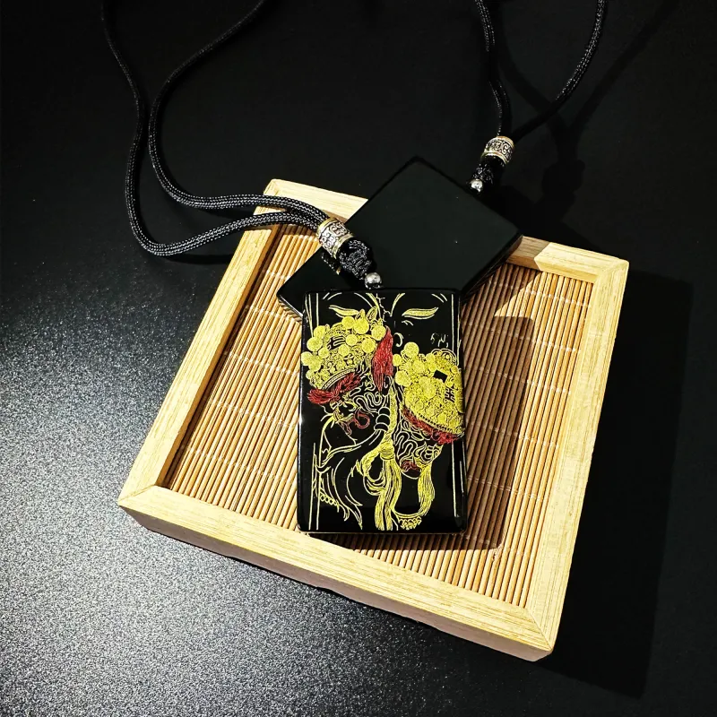 JIAOSHIYU Natural Obsidian Necklaces Unisex-4