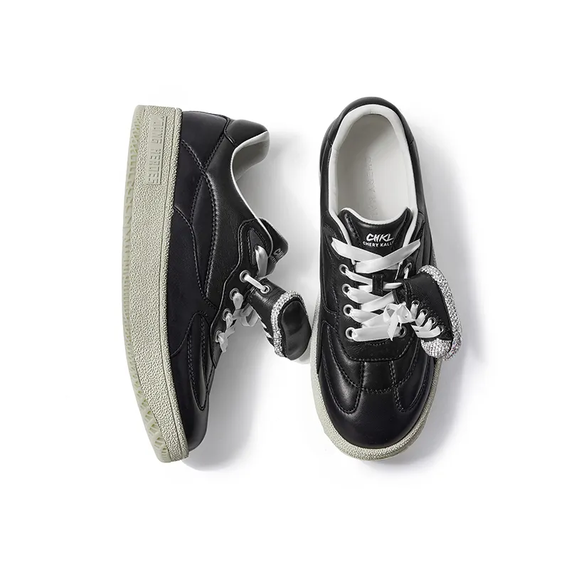 CHERYKALLY Anti-Slip Wear-Resistant Lightweight Breathable Low-Top Skateboard Shoes Women's Meteorite Black-3