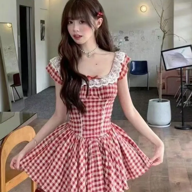 Peaches Peaches Short Sleeved Dress Women's Red-7