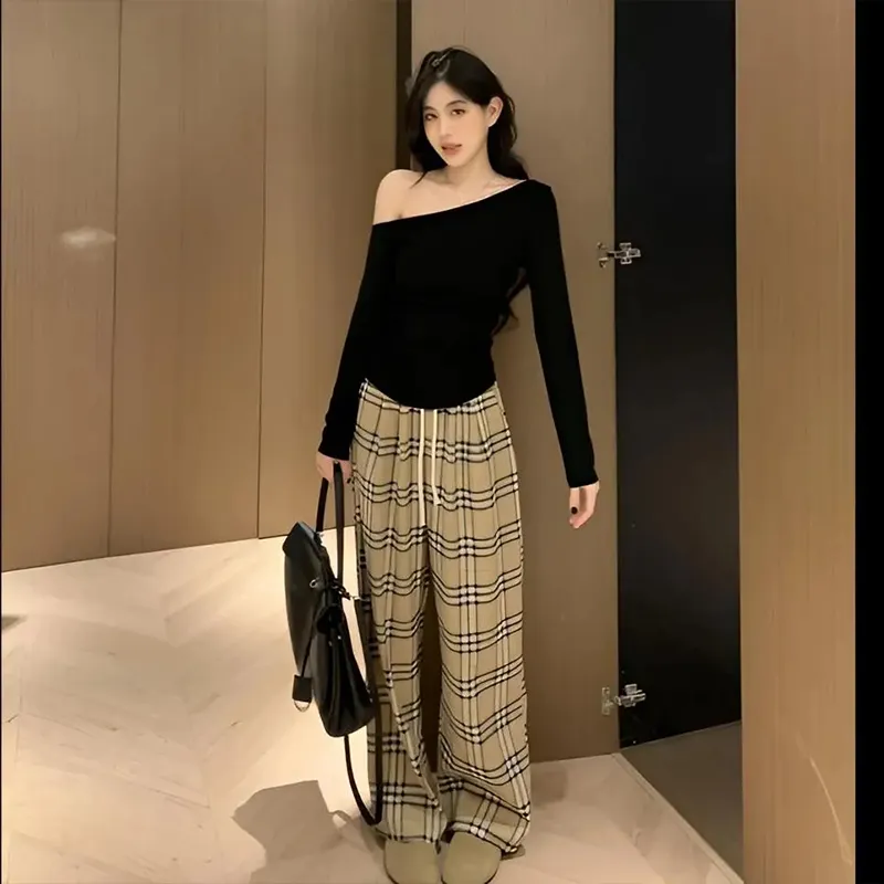 Peaches Peaches Casual Pants Women's Plaid Casual Pants-3