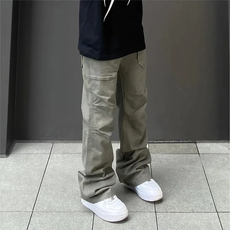 Peaches Peaches Cargo Pants Unisex Gray Green-4
