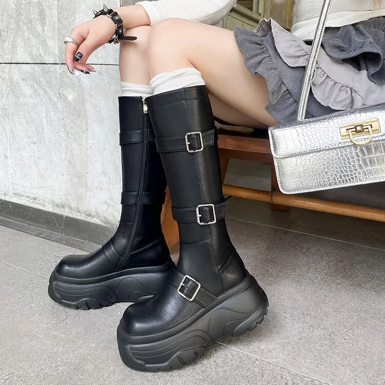 BalletCat Knee-high Boots 8CM Women's Black-3