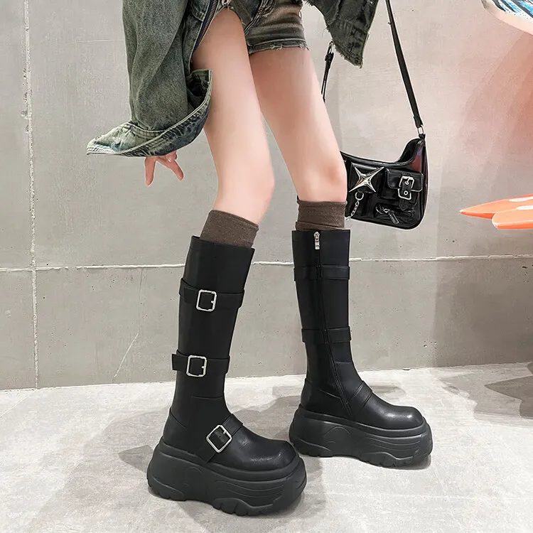 BalletCat Knee-high Boots 8CM Women's Black-5
