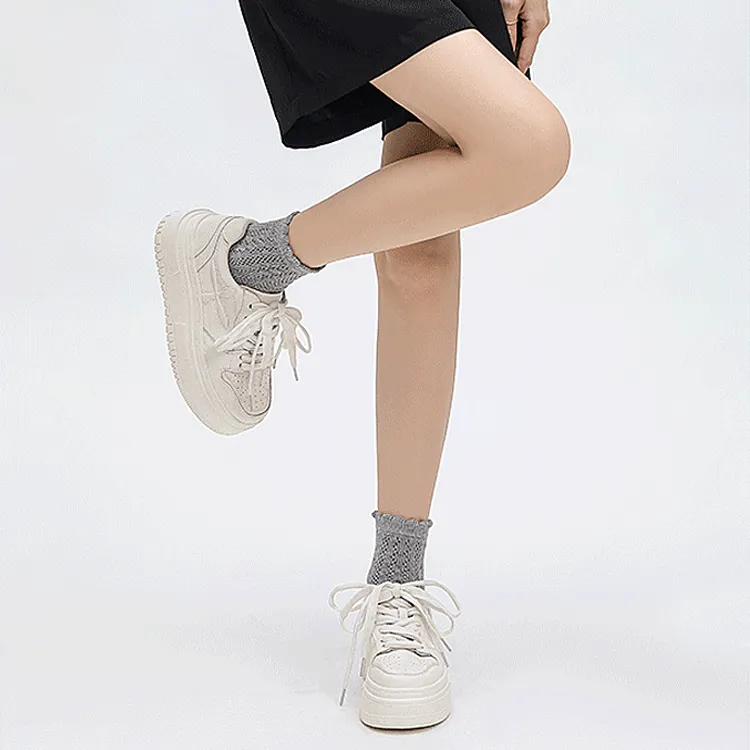 Old Meow Low Top Height Increasing Breathable Sports Skateboard Shoes Women's White-7