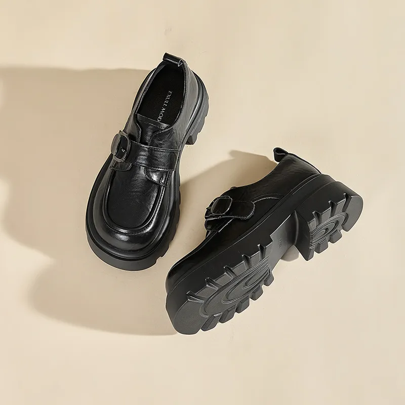 EXULL Q Loafers 6cm Women's Black-4
