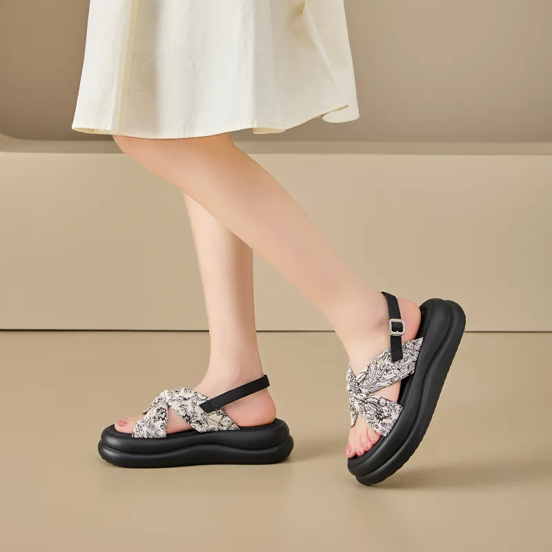 EXULL Q One Strap Sandals Women's Black-5