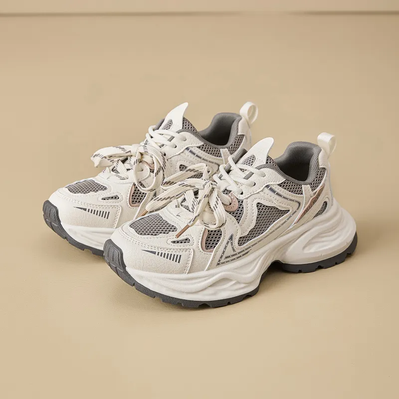 EXULL Q Slip Resistant, Breathable, Lightweight, Height Increasing Low Top Chunky Sneakers Women's-3