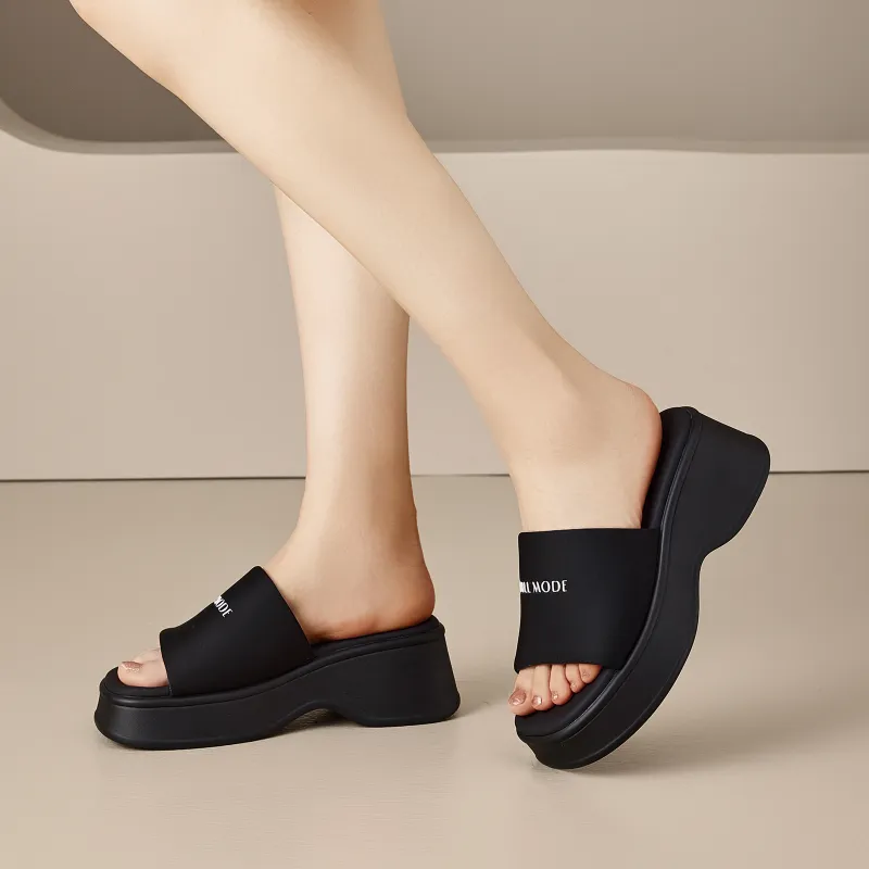 EXULL Q PU Polyurethane Slip Resistant Slide Slippers Women's Black-2