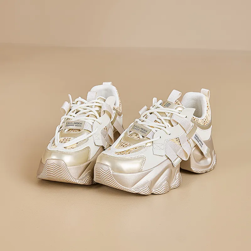 EXULL Q Breathable Lightweight Height Increasing Low Top Chunky Sneakers Women's-3