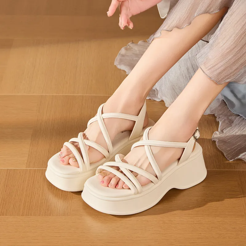 EXULL Q One Strap Sandals 6CM Women's Ecru-2