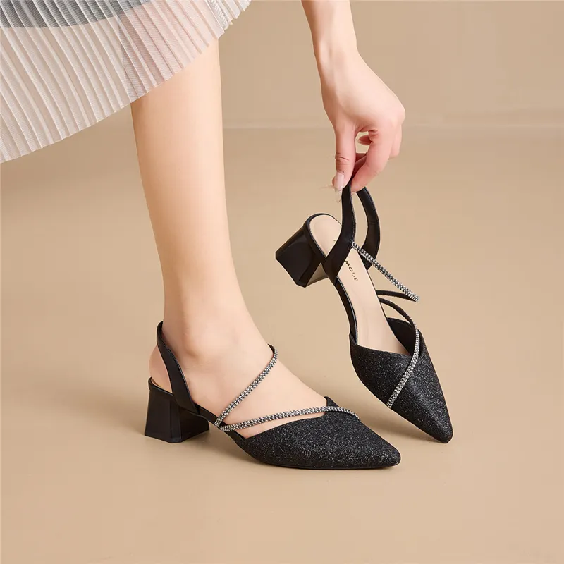 EXULL Q Block Heel High Heels 5CM Women's-6