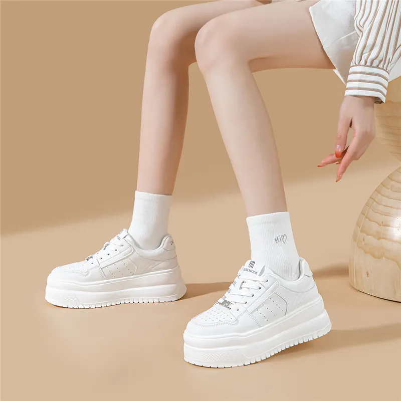 EXULL Q Height Increasing Abrasion Resistant Lightweight Slip Resistant Low Top Skateboard Shoes Women's Ecru-5