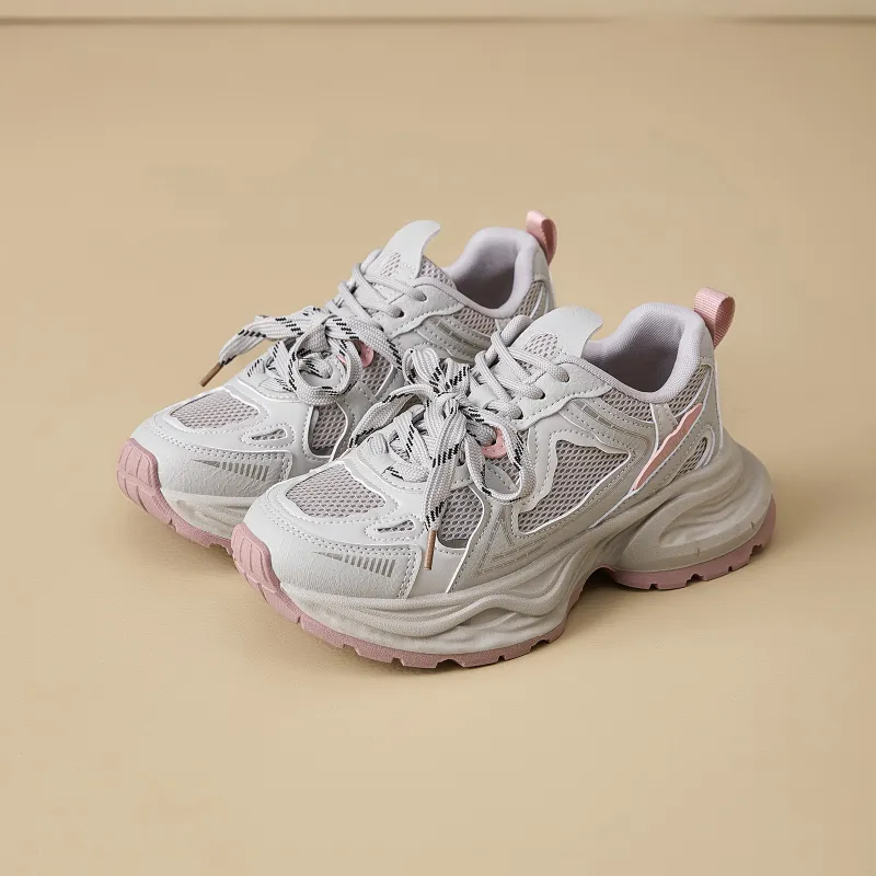 EXULL Q Slip Resistant, Breathable, Lightweight, Height Increasing Low Top Chunky Sneakers Women's-10