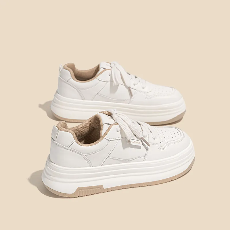 EXULL Q Coverage, Impact Resistance, Balance, Lightweight, Height Increase Low Top Skateboard Shoes Women's Beige Khaki-4