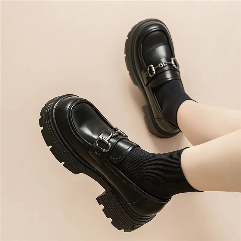 EXULL Q Loafers 5.5CM Women's Black-5