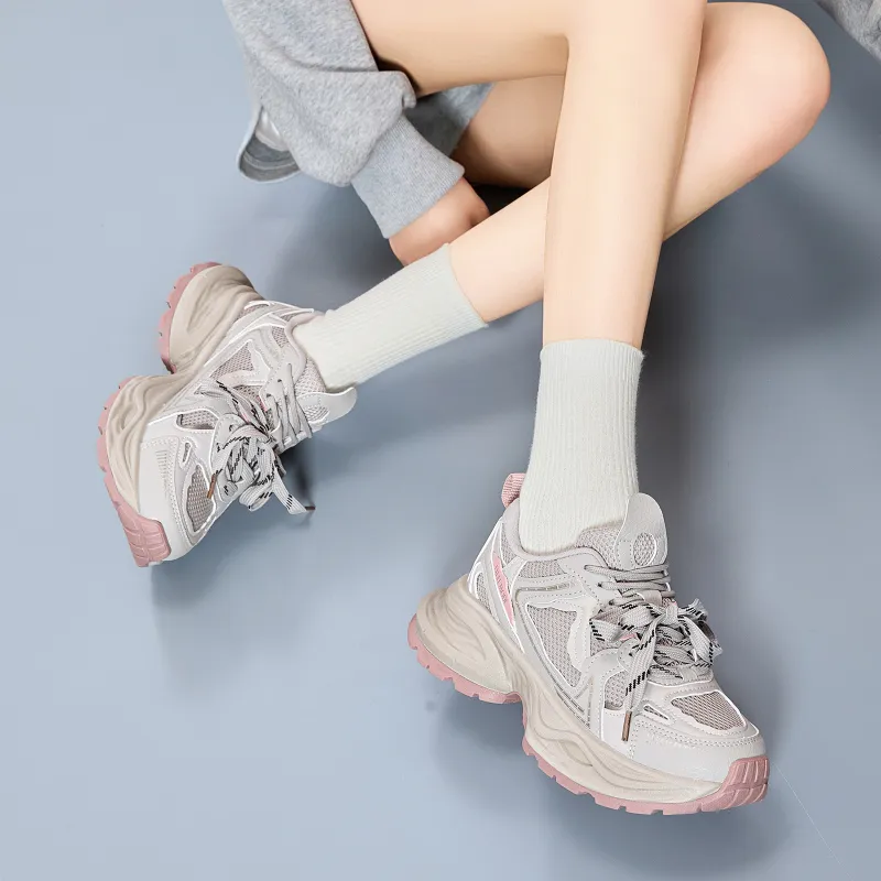 EXULL Q Slip Resistant, Breathable, Lightweight, Height Increasing Low Top Chunky Sneakers Women's-12
