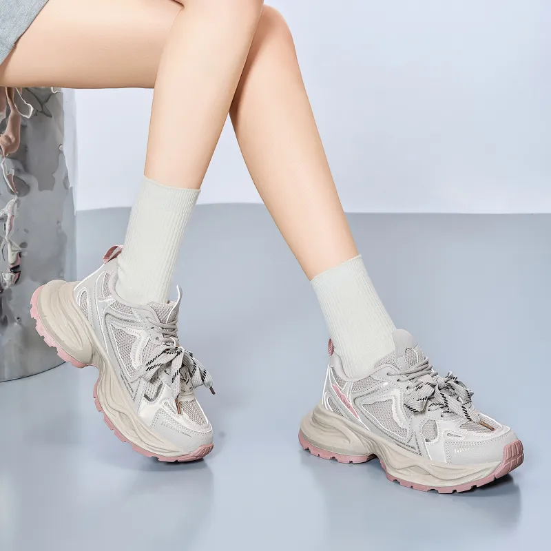 EXULL Q Slip Resistant, Breathable, Lightweight, Height Increasing Low Top Chunky Sneakers Women's-11