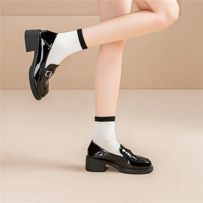 EXULL Q Loafers 5CM Women's Black-7