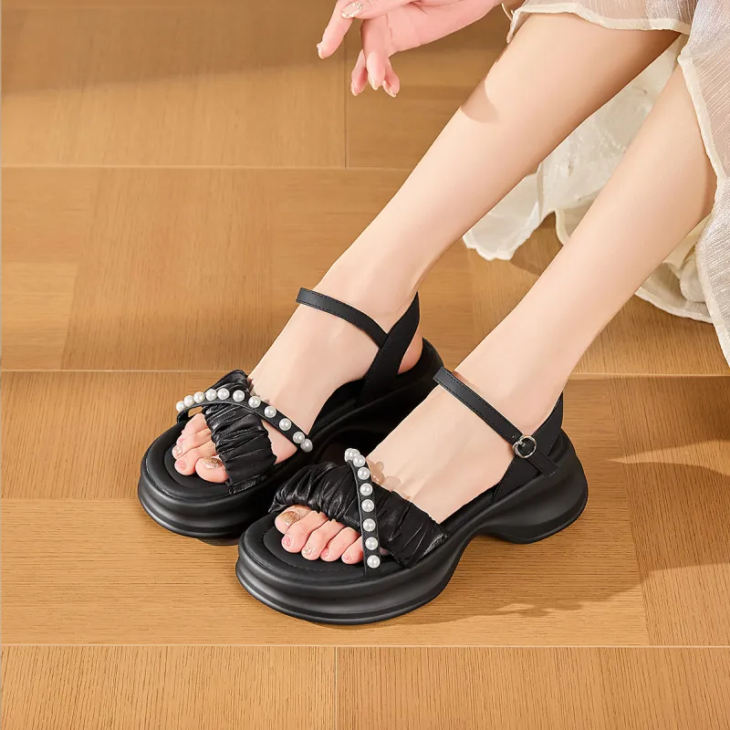 EXULL Q One Strap Sandals Women's Black-2