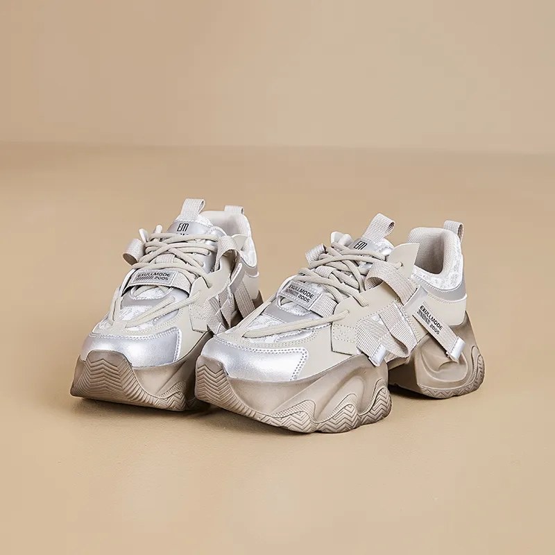 EXULL Q Breathable Lightweight Height Increasing Low Top Chunky Sneakers Women's-10