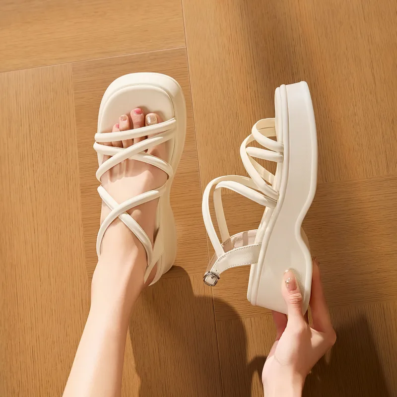 EXULL Q One Strap Sandals 6CM Women's Ecru-5