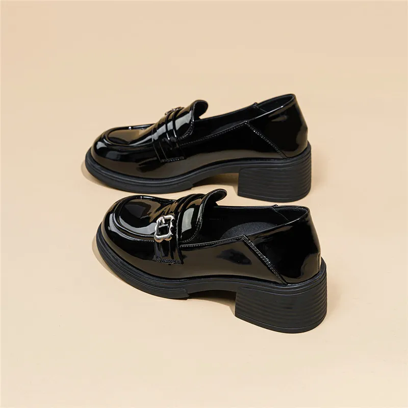 EXULL Q Loafers 5CM Women's Black-3