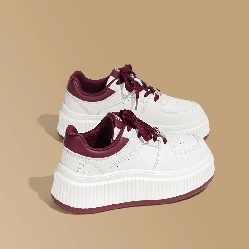 EXULL Q Wear Resistant Low Top Casual Shoes Women's White Red-4