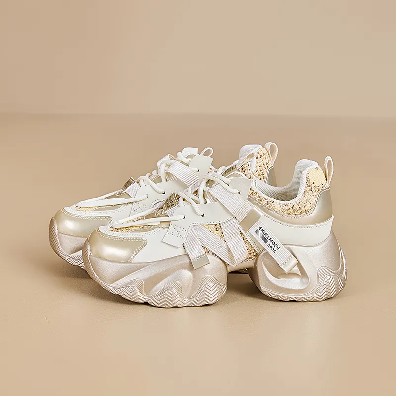EXULL Q Breathable Lightweight Height Increasing Low Top Chunky Sneakers Women's-2