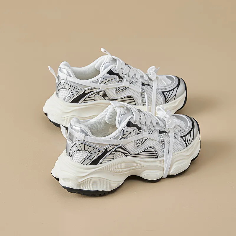 EXULL Q Breathable Lightweight Height Increasing Low Top Chunky Sneakers Women's-11
