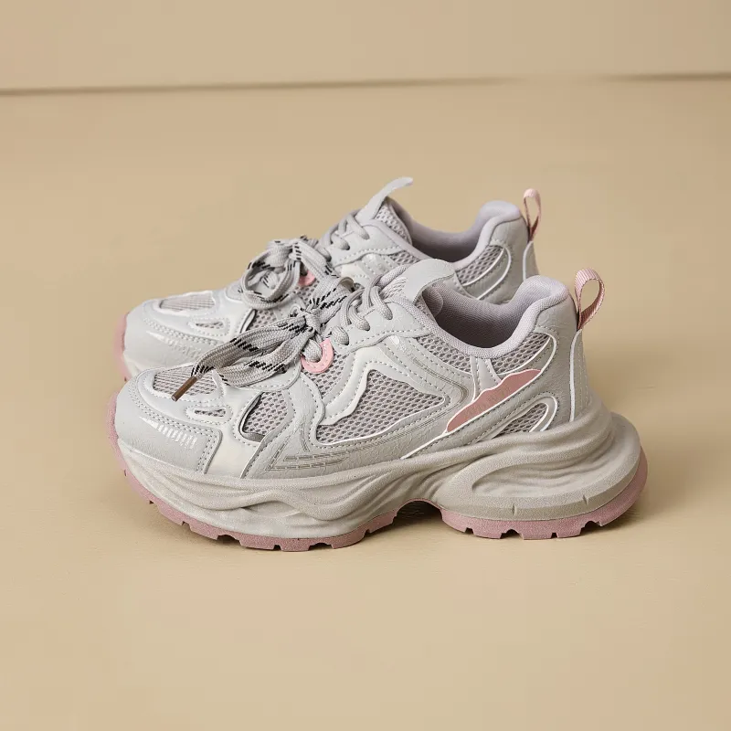 EXULL Q Slip Resistant, Breathable, Lightweight, Height Increasing Low Top Chunky Sneakers Women's-9