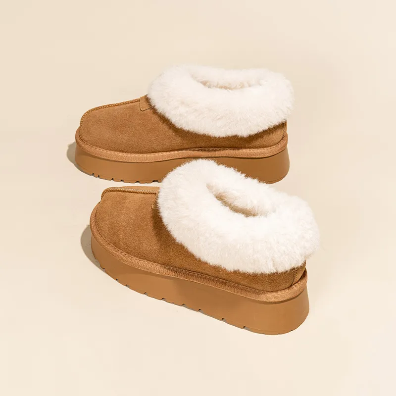 EXULL Q Slip Resistant Warm And Wear Resistant Ankle Length Snow Boots Women's Camel-4