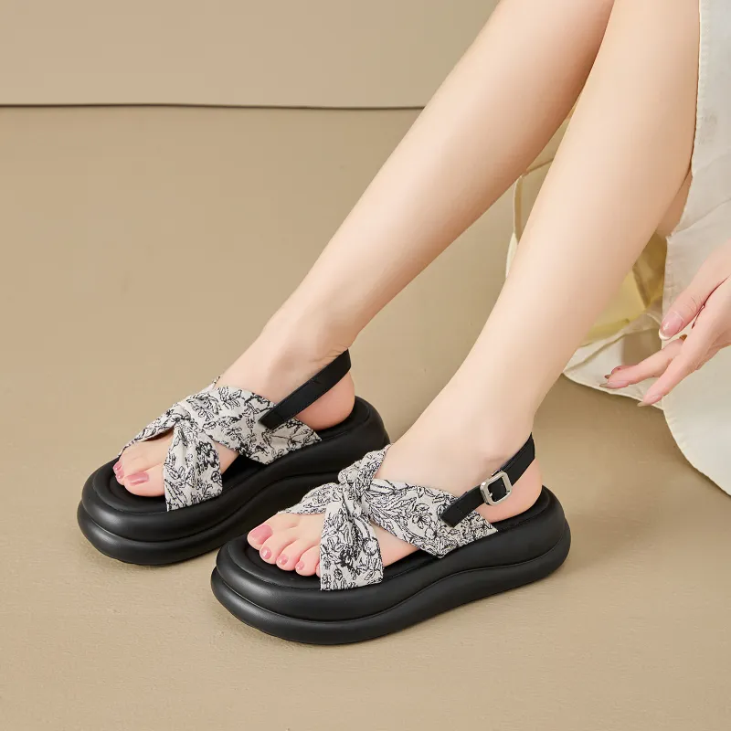EXULL Q One Strap Sandals Women's Black-2