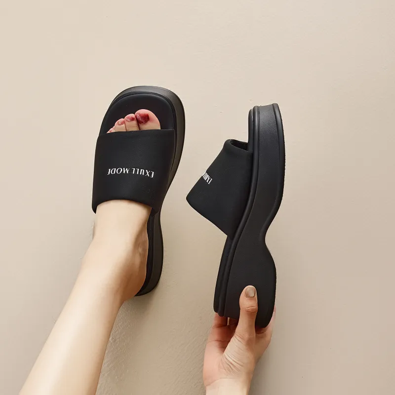 EXULL Q PU Polyurethane Slip Resistant Slide Slippers Women's Black-6
