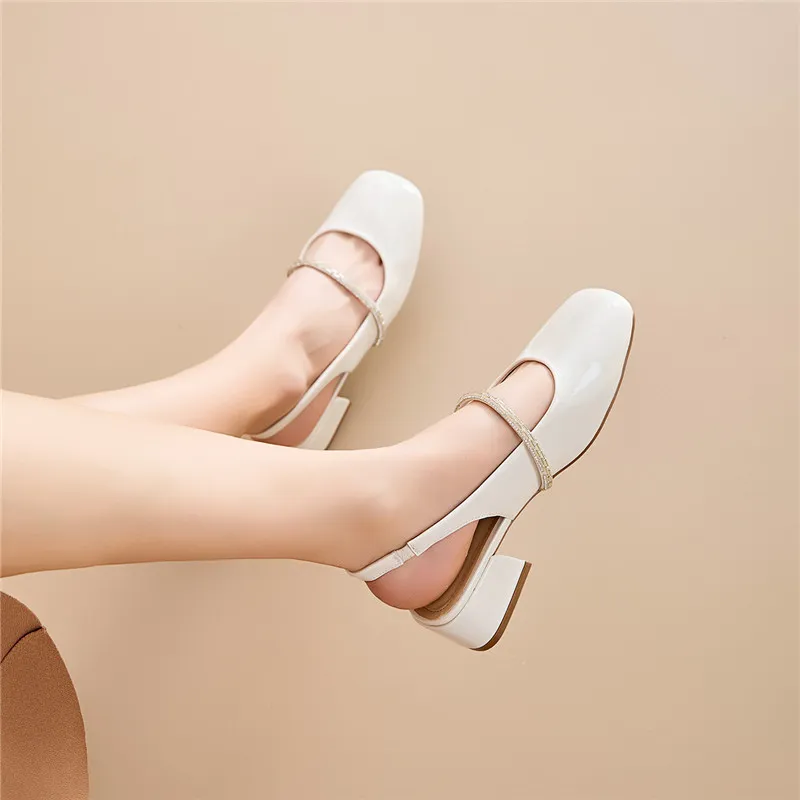 EXULL Q Block Heel High Heels 3.5CM Women's-4