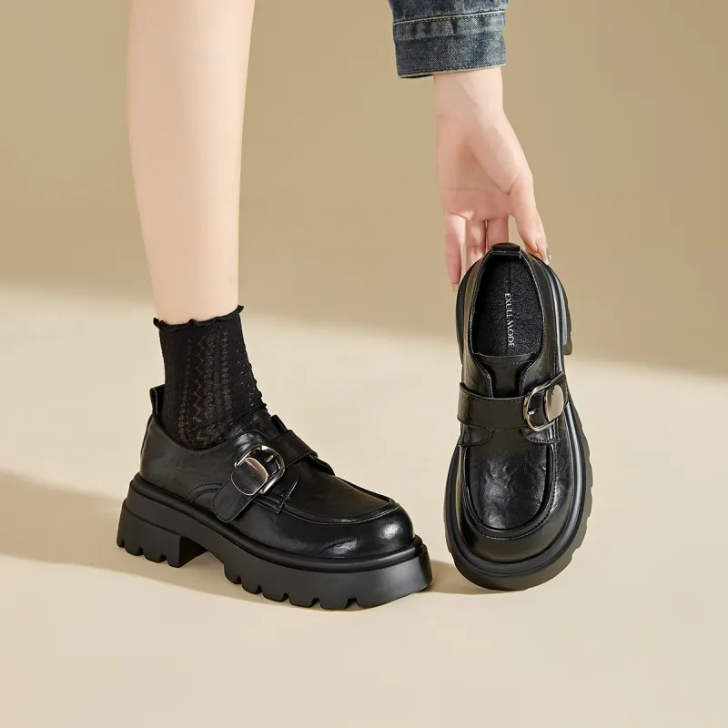 EXULL Q Loafers 6cm Women's Black-5