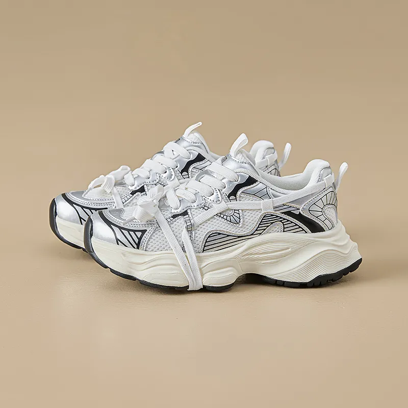 EXULL Q Breathable Lightweight Height Increasing Low Top Chunky Sneakers Women's-10