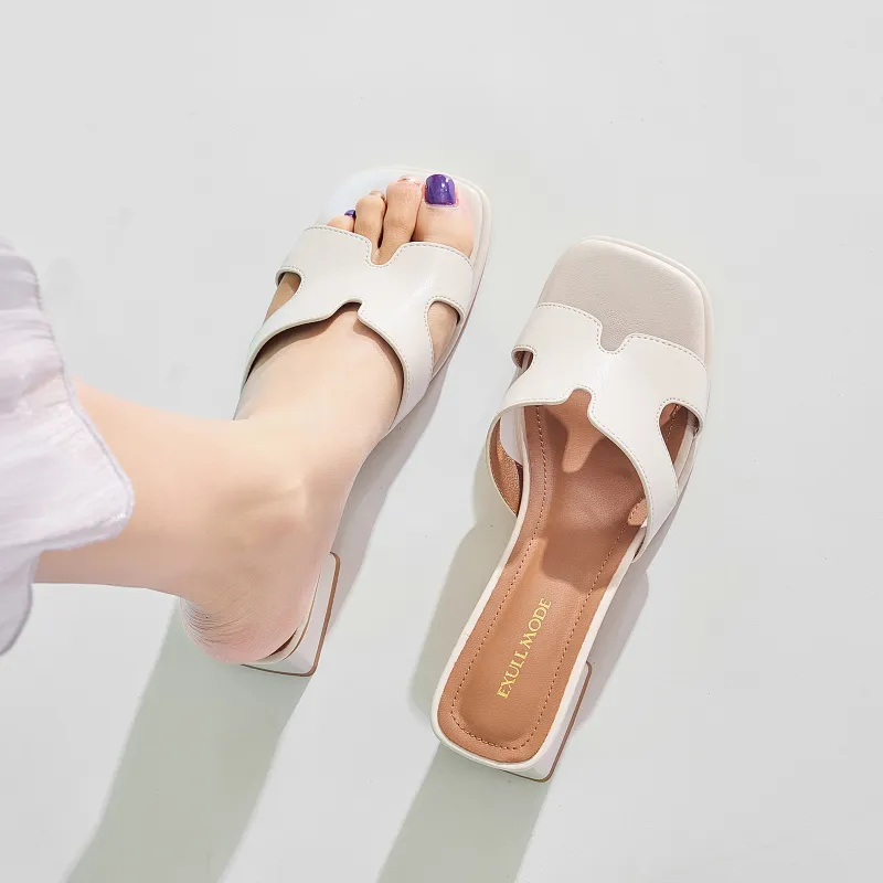 EXULL Q Slip Resistant Slide Slippers Women's Ecru-7