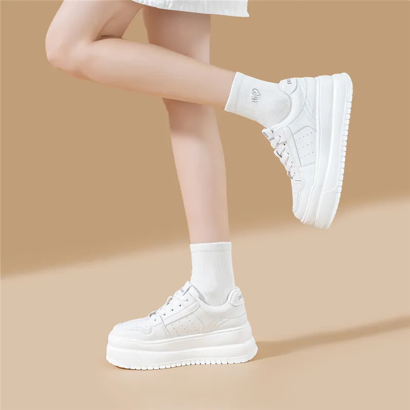 EXULL Q Height Increasing Abrasion Resistant Lightweight Slip Resistant Low Top Skateboard Shoes Women's Ecru-7